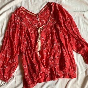 Free people floral red top
